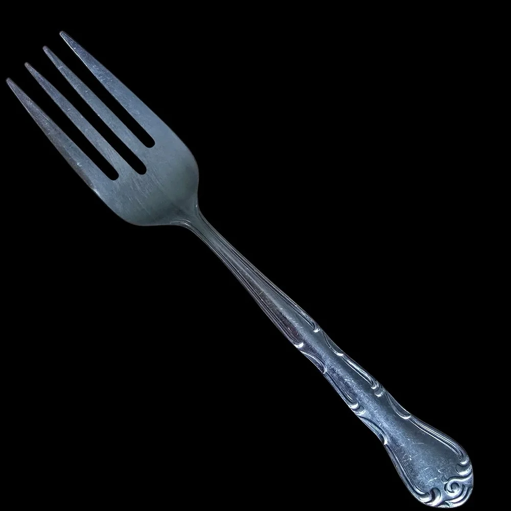 York by‎ Delco Stainless Steel Fork Japan Scroll Pattern Vintage Flatware 7.25in